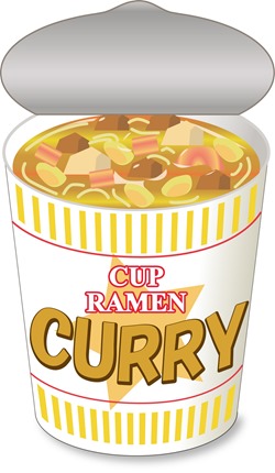 カップ麺カレー_フタ開き カップ麺カレー_フタ開き