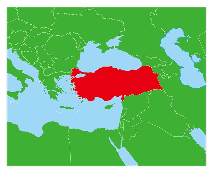 トルコ地図-赤
